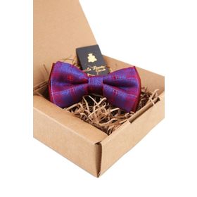 Kravatkolik P1476 Bordo Mavi Ekose Desen Papyon