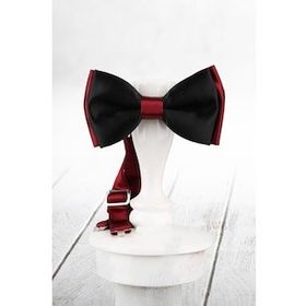Kravatkolik SP58 Siyah Bordo Renk Saten Papyon