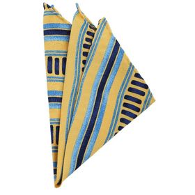 Kravatkolik SPS139 Sarı - Lacivert Motif Baskılı İpek Mendil