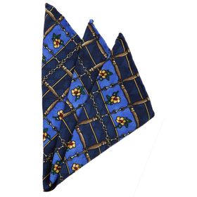 Kravatkolik SPS162 Lacivert Motif Baskılı İpek Mendil