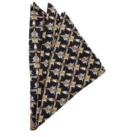 Kravatkolik SPS180 Siyah Motif Baskılı İpek Mendil