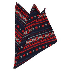 Kravatkolik SPS194 Lacivert Motif Baskı İpek Mendil