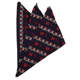 Kravatkolik SPS229 Lacivert Motif Baskı İpek Mendil