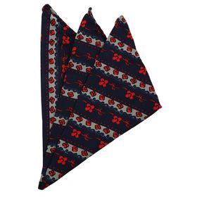 Kravatkolik SPS229 Lacivert Motif Baskı İpek Mendil