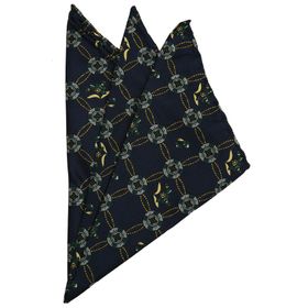 Kravatkolik SPS262 Lacivert Motif Baskılı İpek Mendil