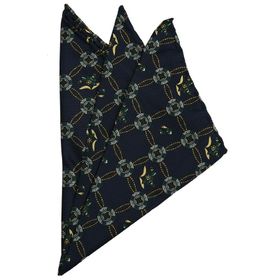 Kravatkolik SPS262 Lacivert Motif Baskılı İpek Mendil