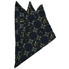 Kravatkolik SPS262 Lacivert Motif Baskılı İpek Mendil