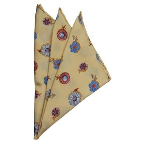 Kravatkolik SPS304 Sarı Motif Baskılı İpek Mendil