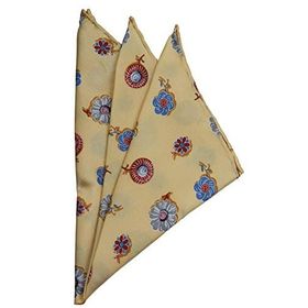 Kravatkolik SPS304 Sarı Motif Baskılı İpek Mendil