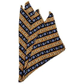 Kravatkolik SPS307 Sarı - Lacivert Motif Baskılı İpek Mendil