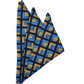 Kravatkolik SPS308 Mavi Motif Baskılı İpek Mendil