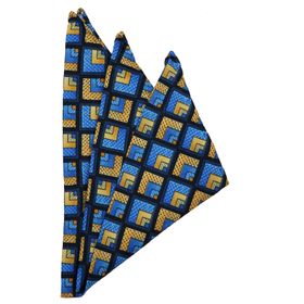 Kravatkolik SPS308 Mavi Motif Baskılı İpek Mendil