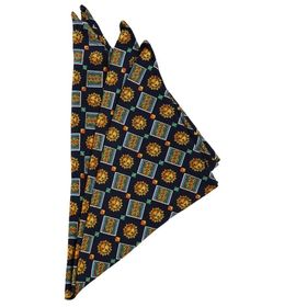 Kravatkolik SPS322 Lacivert Motif Baskılı İpek Mendil