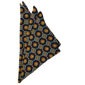 Kravatkolik SPS322 Lacivert Motif Baskılı İpek Mendil
