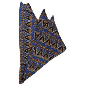 Kravatkolik SPS341 Mavi Motif Baskılı İpek Mendil
