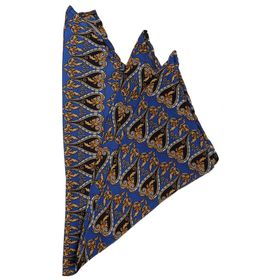 Kravatkolik SPS341 Mavi Motif Baskılı İpek Mendil