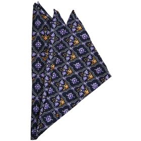 Kravatkolik SPS363 Lacivert Motif Baskılı İpek Mendil