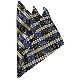 Kravatkolik SPS373 Sarı - Lacivert Motif Baskılı İpek Mendil