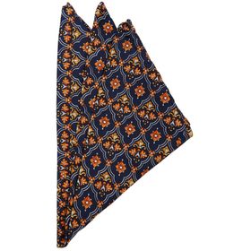 Kravatkolik SPS378 Lacivert Motif Baskılı İpek Mendil