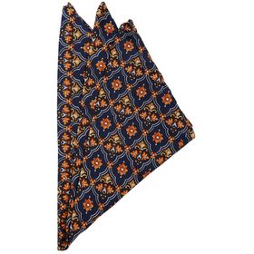 Kravatkolik SPS378 Lacivert Motif Baskılı İpek Mendil