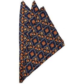 Kravatkolik SPS378 Lacivert Motif Baskılı İpek Mendil