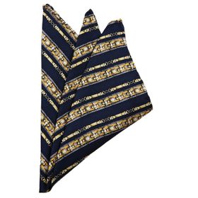 Kravatkolik SPS395 Lacivert Motif Baskılı İpek Mendil