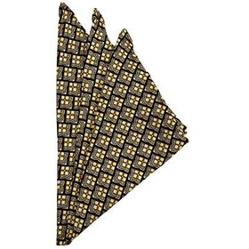 Kravatkolik SPS400 Sarı - Lacivert Motif Baskılı İpek Mendil