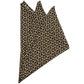 Kravatkolik SPS405 Sarı - Lacivert Motif Baskılı İpek Mendil