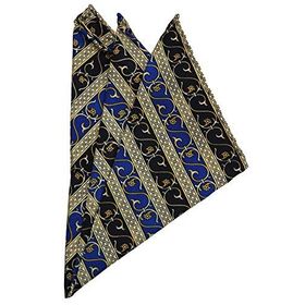 Kravatkolik SPS413 Sarı - Lacivert Motif Baskılı İpek Mendil