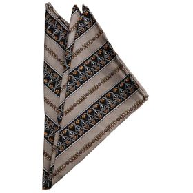 Kravatkolik SPS426 Gri Motif Baskılı İpek Mendil