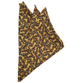 Kravatkolik SPS431 Sarı Motif Baskılı İpek Mendil