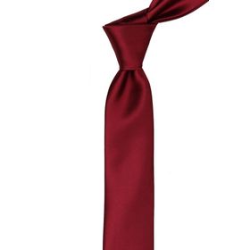 Kravatkolik UST12 Bordo Saten Düz Çok İnce Kravat