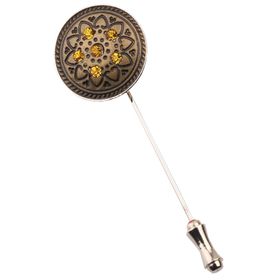 Kravatkolik YI163 Bronz Renk Sarı Taşlı Yaka İğnesi