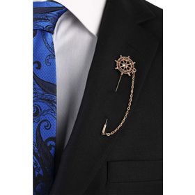 Kravatkolik Yı269 Altın Renk Dümen Motif Yaka İğnesi