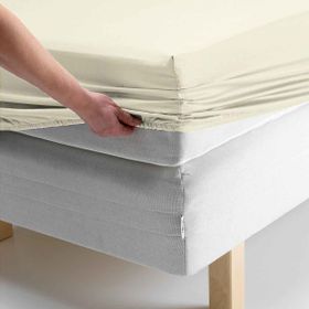 Krem 160x200 cm Çift Kişilik Lastikli Penye Çarşaf