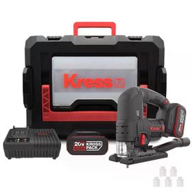 KRESS KUE26 20 Volt 4 Ah Li-İon Çift Akülü Profesyonel Kömürsüz Devir Ayarlı Şarjlı Dekupaj Testere