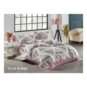 Kristal Felix Pembe Terry Cotton Çift Kişilik Nevresim Takımı