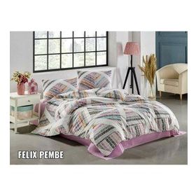 Kristal Felix Pembe Terry Cotton Çift Kişilik Nevresim Takımı