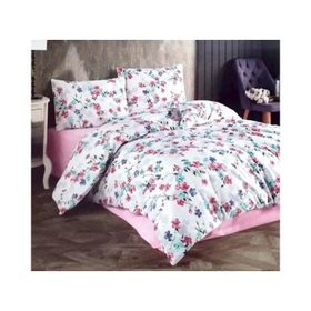 Kristal Krizantem Pembe Ranforce Pamuklu 200x220 cm Çift Kişilik Nevresim Takımı