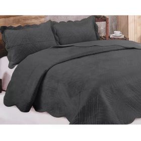 Kristal Microplush 260x240 Antrasit Çift Kişilik Yatak Örtüsü