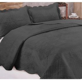 Kristal Microplush 260x240 Antrasit Çift Kişilik Yatak Örtüsü