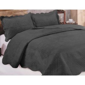 Kristal Microplush 260x240 Antrasit Çift Kişilik Yatak Örtüsü
