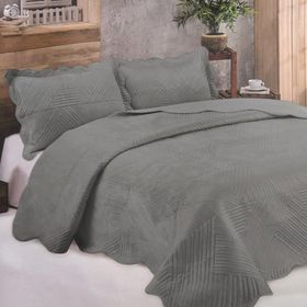 Kristal Microplush 260x240 Gri Çift Kişilik Yatak Örtüsü