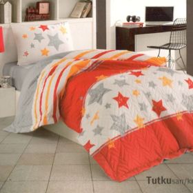 Kristal Tutku Sarı-kırmızı Kapitoneli Tek Kişilik Nevresim Takımı