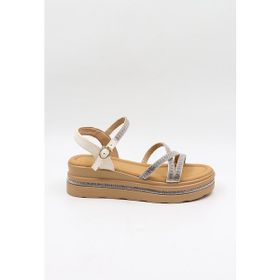 Kriste Bell KB0095 Beyaz Kadın Taşlı Pullu Sandalet