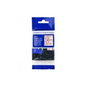 Krt AZE-132 12 mm Şeffaf Üzerine Kırmızı Lamina 8 m Muadil Şerit