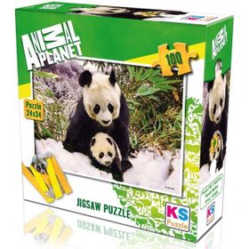 Ks 100 Parça Animal Planet Panda Mother Anne Panda Puzzle
