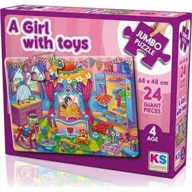 KS Games A Girl With Toys 24 Parça Dev Puzzle