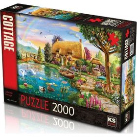 KS Puzzle 22505 2000 Parça +12 Yaş Göl Kenarında Kulübe Lakeside Cottage Puzzle