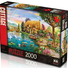 KS Puzzle 22505 2000 Parça +12 Yaş Göl Kenarında Kulübe Lakeside Cottage Puzzle